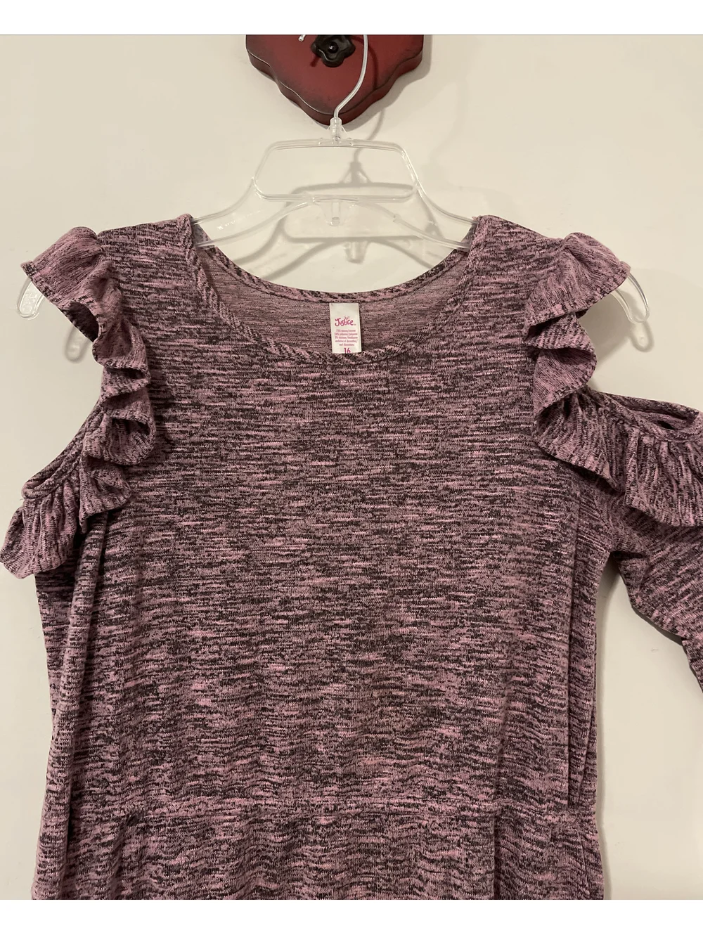 Justice Girls Size 16 Pink Midi Style Cold-Shoulder Ruffle Dress! A253